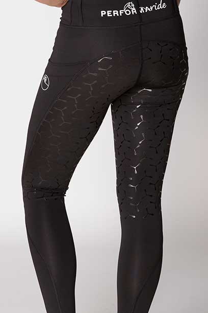 Double Pocket Full Seat Equestrian Riding Tights Black Back Left B Performa Ride