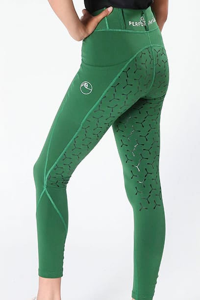 Winter Disrupt Horse Riding Tights Green Left Back Performa Ride